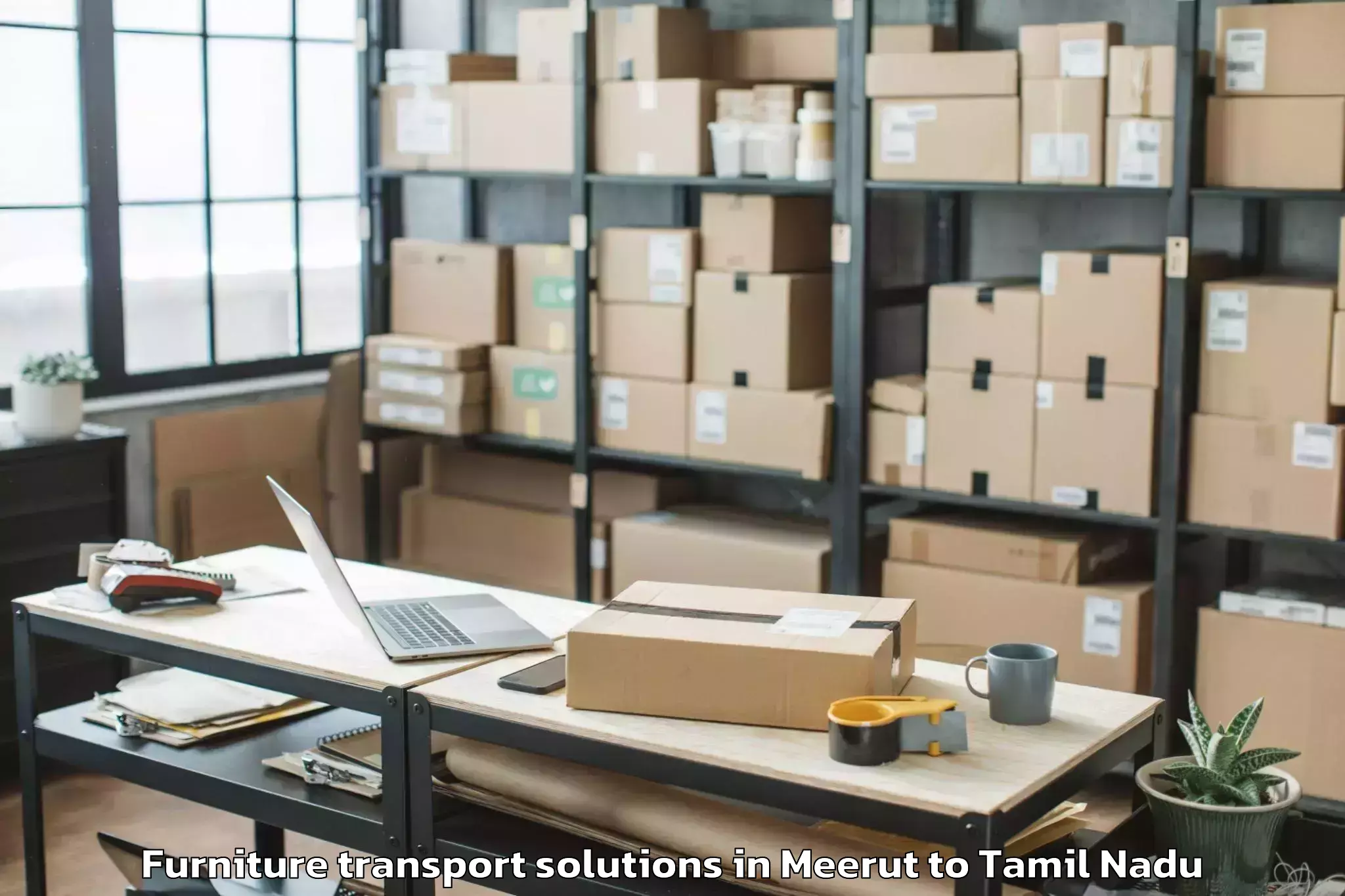 Book Meerut to Poonamallee Furniture Transport Solutions Online